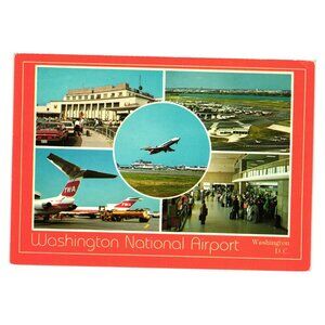 Vintage Washington National Airport Postcard DC Travel Vacation Planes Airport